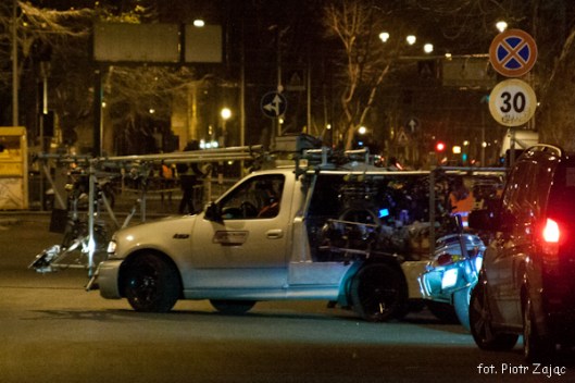 Tracking vehicle with cameras on James Bond " Spectre " film set in Rome 