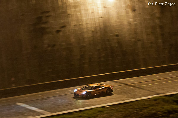 Jaguar C-X75 at Tiber river on " Spectre " film set in Rome
