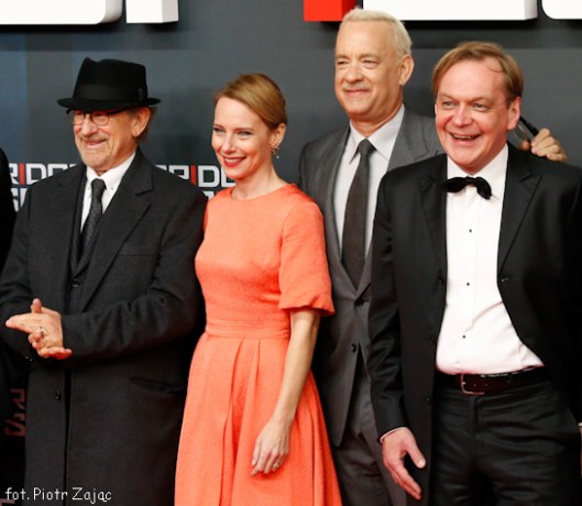 Steven Spielberg , Amy Ryan , Tom Hanks and Mikhail Gorevoy attend " Bridge of Spies " premiere in Berlin Steven Spielberg , Amy Ryan , Tom Hanks and Mikhail Gorevoy attend " Bridge of Spies " premiere in Berlin