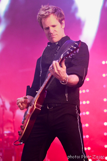 Dom Brown from Duran Duran perfoms on stage in Wroclaw, Poland