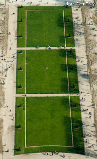 View from the Eiffel Tower at the Champ de Mars