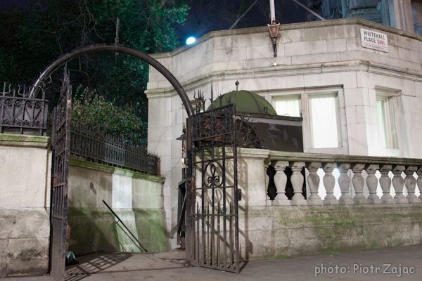Staff entrance to The Farmers Club - Whitehall Place in London