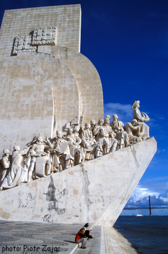 The Monument to the Discoveries and the 25 de Abril Bridge in background, Lisbon