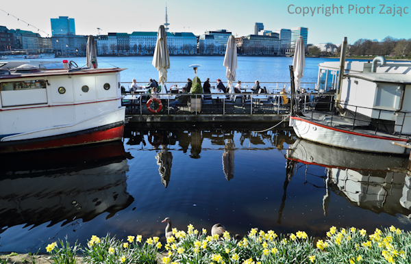 View from Ballindam at Binnenalster in Hamburg, Germany