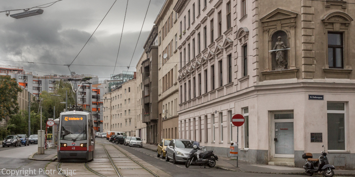 Tram stop on Antonigasse in Vienna, Austria