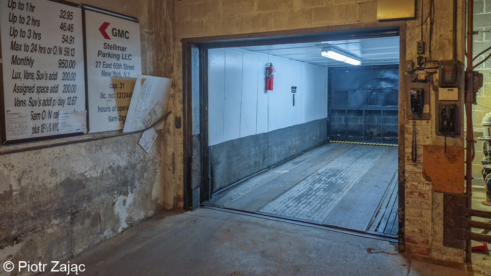 Elevator in the underground car park.
