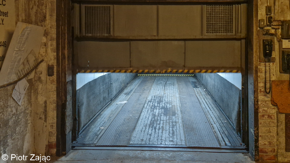 Elevator door in the underground car park.