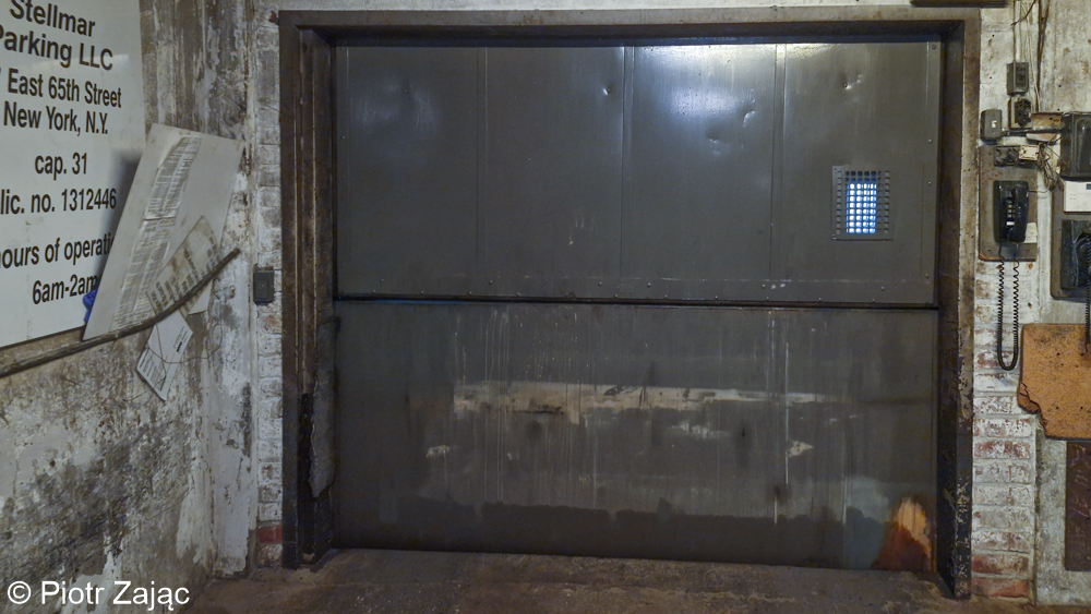 Elevator door in the underground car park.