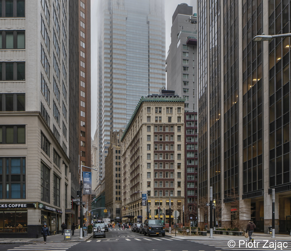 Wall Street at Lower Manhattan in New York, USA